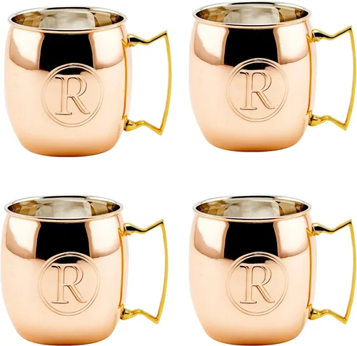 Vista 7 de Old Dutch International Taza sólida Moscow Mule, 16 onzas, monograma A, cobre
