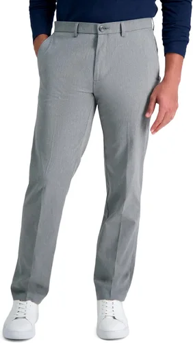 Vista 12 de Haggar - Pantalón para hombre, color caqui, sin necesidad de planchado, ajuste recto, parte delantera plana