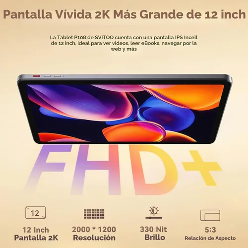 Vista 4 de Tablet Android 16 de 12 pulgadas, pantalla 2K, 30 GB de RAM, 128 GB