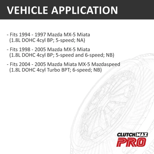 Vista 2 de PRO Performance Stage 1 Kit de embrague compatible con MX-5 Miata 1.8L 2004 2005 2004 2005 Miata Mazdaspeed de 6 velocidades (CP10045HD-ST1)