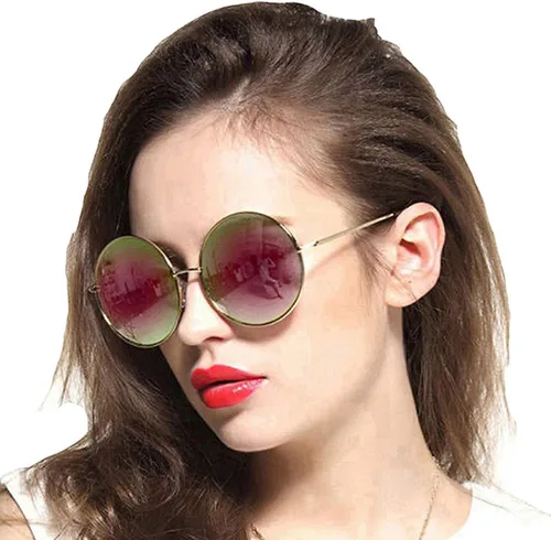 Vista 3 de GEELOOK Round Sunglasses for Women Men Classic Oversized Circle Mirrored Hippie Hipster Polarized Sunglasses Metal Frame