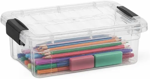 Vista 39 de Superio Mini contenedor de almacenamiento de plástico para crayón, suministros de arte y estuche de costura, organizador pequeño apilable