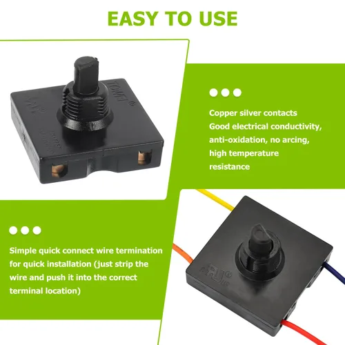 Vista 4 de Interruptor giratorio 13A-125V/10A-250V, selector de velocidad universal de 4 posiciones y 3 velocidades, interruptor giratorio para calentador