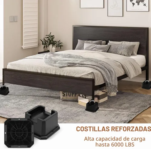 Vista 5 de Elevadores de Cama Shouwuhho de 2 Pulgadas, Elevadores de Muebles con Alturas de 2 3 4 5 6 7 8 Pulgadas de Alta Resistencia, Elevadores de Cama