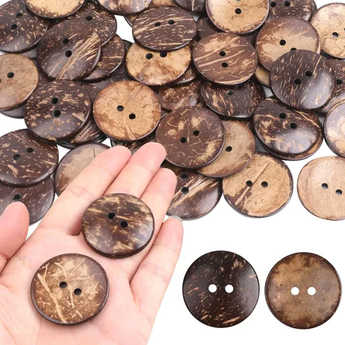 Vista 5 de YAKA 100pc nuevo grueso coco Shell 2 agujeros botón artesanía/coser/productos calientes