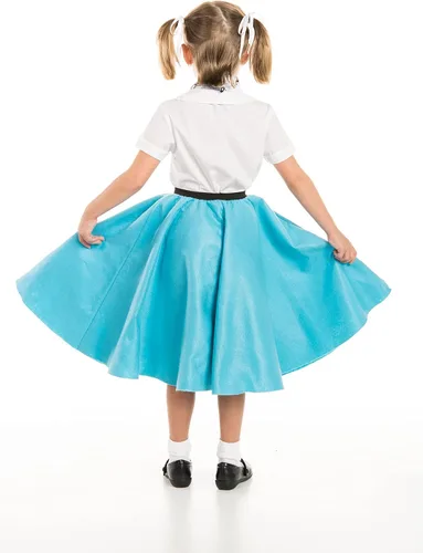 Vista 5 de Kidscostumes falda con caniche y bufanda con nota musical estampada, color turquesa