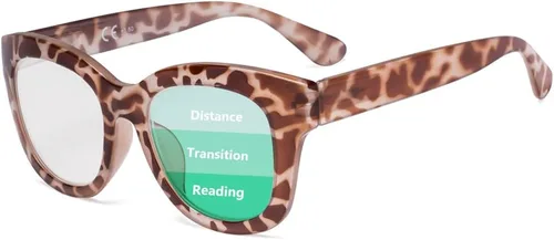 Vista 8 de Eyekepper Lentes de lectura progresivos de gran tamaño para mujer, protección UV, multienfoque, lentes de lectura trifocales Noline - Marco negro