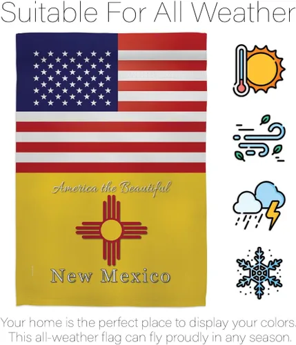 Vista 5 de Americana Home & Garden US New Mexico House Flag 2 pcs Pack Regional States American Territories Republic Country Particular Area Decoration Banner