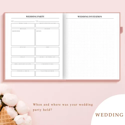 Vista 6 de Diario de aniversario para parejas, elegante libro de recuerdos de boda y álbum de fotos con soporte para bolígrafo y banda de cierre, el regalo