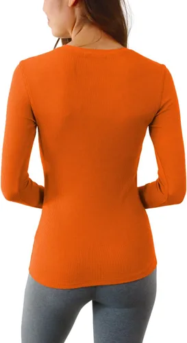 Vista 3 de Camisa de ropa interior térmica de algodón elástico de manga larga para mujer