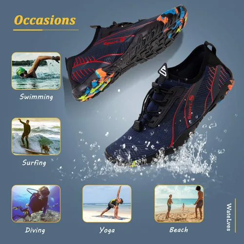 Vista 7 de WateLves - Zapatos de agua para hombres y mujeres, para natación, playa, piscina, surfear, hacer yoga o aeróbico acuático, calcetines para el agua