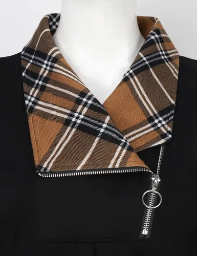 Vista 3 de VALOLIA Sudadera casual de manga larga con cremallera y solapa para mujer, túnica a la moda