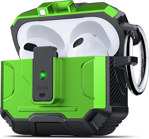 Vista 33 de DASFOND - Funda de armadura para AirPods de 2ª y 1ª generación, carcasa de cuerpo completo de grado militar a prueba de golpes, soporte de carga