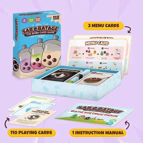 Vista 5 de Sabobatage: El juego de cartas Boba Juego de fiesta fácil y familiar Juegos de cartas para adultos, adolescentes y niños 2-5 jugadores