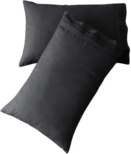 Vista 24 de SONORO KATE Juego de fundas de almohada de lujo de microfibra cepillada 1800 Bedding - antiarrugas, (beige, 2 fundas de almohada estándar)