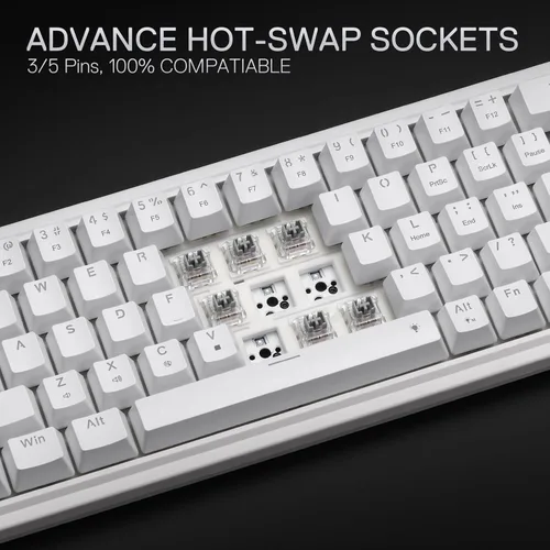 Vista 6 de Redragon K709 Teclado para juegos RGB con junta con cable al 65%, teclado mecánico compacto de intercambio en caliente de 68 teclas con enchufe