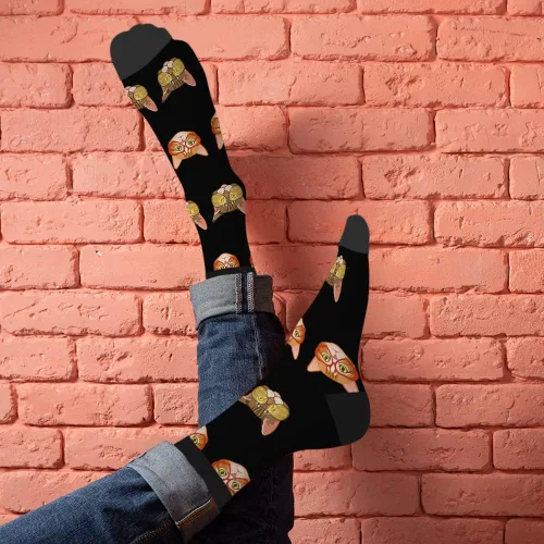 Vista 6 de AOYEGO Calcetines divertidos con guirnalda de bombillas brillantes, calcetines casuales novedosos, diseño de color de contraste para mujeres