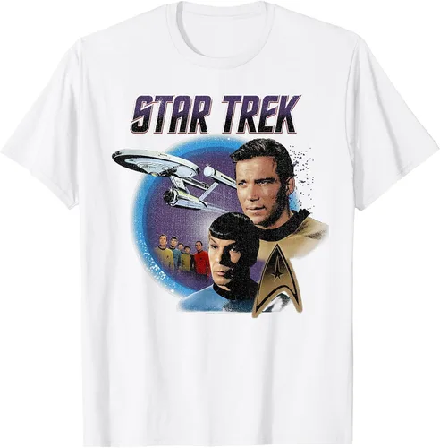Vista 39 de Star Trek Original Series Vintage Enterprise T-Shirt Baby Blue