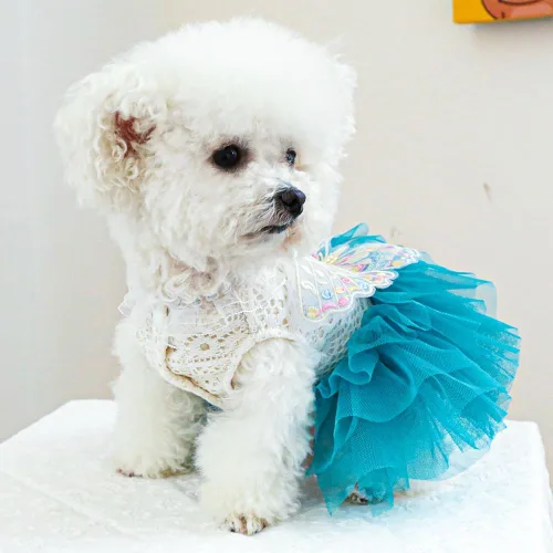 Vista 20 de ANIAC Daisy Vestidos para Perros Pequeños Hembra con Anillo para Correa, Nudo de Lazo Vestido de Boda para Cachorra, Traje de Gato de San Valentín