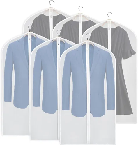 Vista 12 de Zilink Bolsas de ropa transpirables para abrigo de piel de 43", bolsas de traje para almacenamiento en armario, fundas transparentes para chaqueta