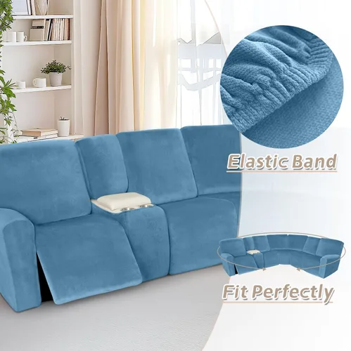 Vista 532 de Arfntevss Fundas de sofá seccional reclinable de terciopelo, Funda de sofá seccional de esquina para sofá reclinable, Funda elástica suave
