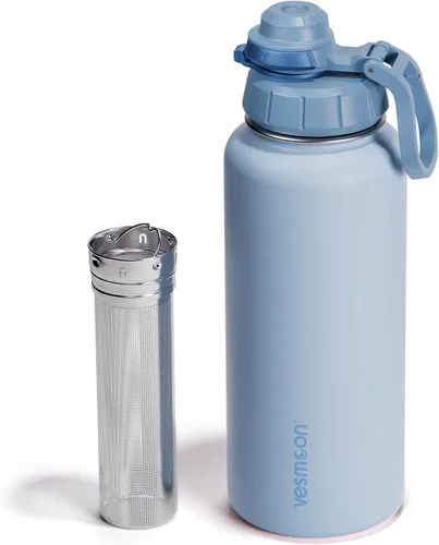 Vista 16 de Vesmoon Vessence Botella de infusión de té de acero inoxidable de 24 oz para té de hojas sueltas, agua, hierbas, frutas - Botella aislada de triple