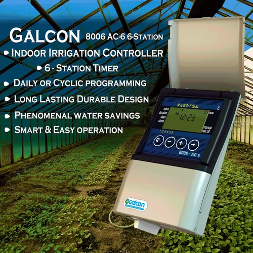 Vista 2 de Galcon GAE2S0002U1 8006 AC-6 Controlador de riego de zona de estación de 6 estaciones Aspersor automático, temporizador diario/cíclico, sistema