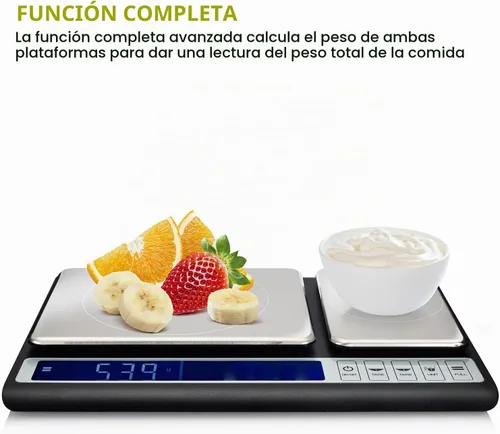 Vista 4 de Smart Weigh, balanza culinaria para cocina, 10 kg x 0.01 g, digital, con plataformas dobles para hornear, cocinar, alimentos e ingredientes