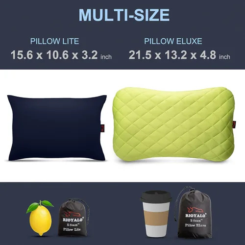 Vista 5 de X-Foam - Almohada inflable para acampar con funda de espuma extraíble, cómoda, lavable, ultraligera, portátil, con soporte lumbar para el cuello
