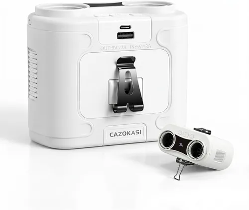 Vista 12 de CAZOKASI Ventilador personal con clip para la cintura, recargable, portátil, manos libres, para viajar, trabajar, al aire libre, oficina