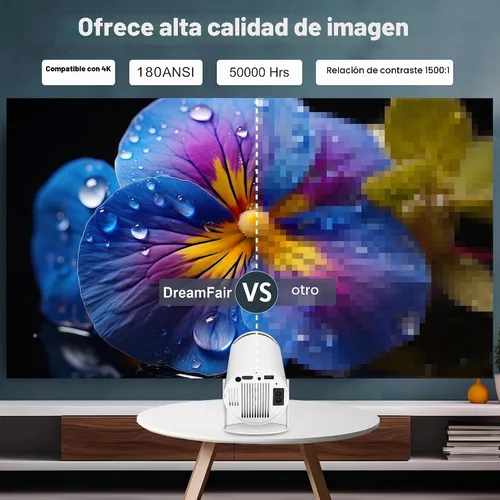 Vista 2 de Mini proyector con WiFi y Bluetooth, soporte 4K proyector de película