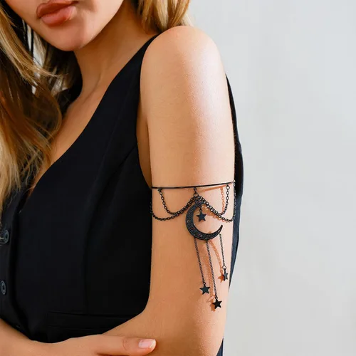 Vista 2 de Gothic Arm Cuff Women Black Lace Upper Arm Jewelry Punk Halloween Costume R2: puño de brazo