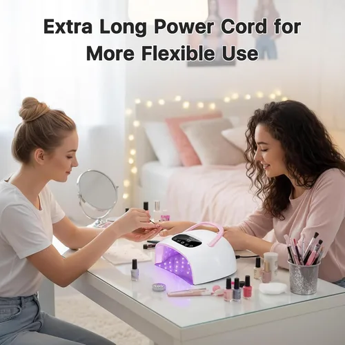 Vista 9 de Lámpara de uñas LED UV, luz UV profesional para uñas de gel con sensor automático y 4 ajustes de temporizador, base magnética, pantalla táctil LCD