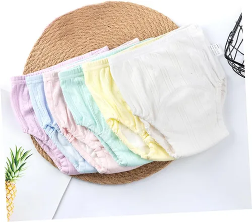 Vista 8 de 2 pañales de algodón para niños y niñas, transpirables, lavables, fundas de pañales para niños y niñas, colores mezclados para entrenamiento y viajes