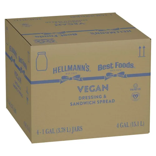 Vista 6 de Hellmann's Tarro de mayonesa vegana hecho con ingredientes no transgénicos, sin sabores ni colores artificiales, sin colesterol, sin gluten, 1