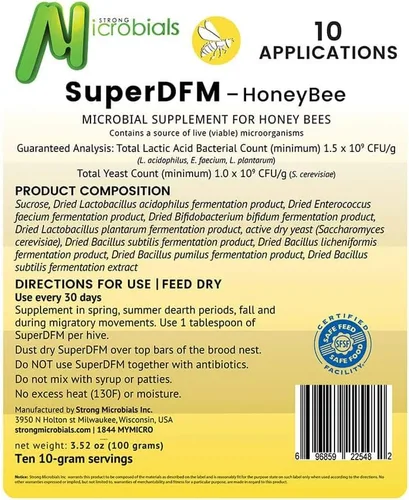 Vista 2 de SuperDFM-Honeybee, Suplemento probiótico para abejas, 10 aplicaciones