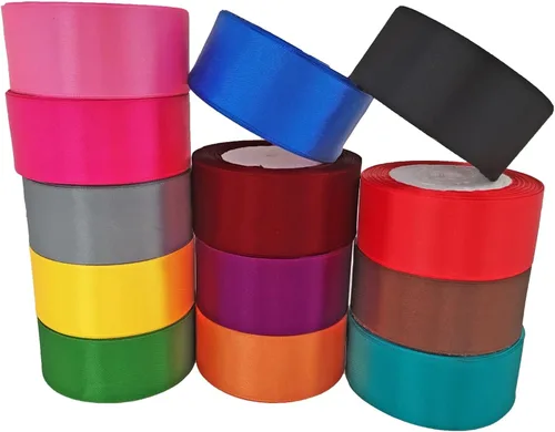 Vista 4 de Cinta de satén azul pavo real para envolver regalos y manualidades – 1.5 pulgadas x 25 yardas, tela de color sólido para lazos para el cabello