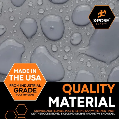 Vista 5 de Xpose Safety Láminas de plástico transparente – Rollo de 10 x 100 pies – Hoja de polietileno resistente de 3.4 mil – Impermeable, a prueba de polvo