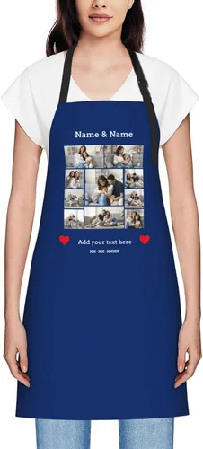 Vista 31 de Delantales personalizados para mujer, diseño de delantal de chef ajustable con nombre, textos, fotos, flores, regalos para el día de la madre