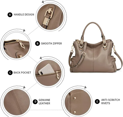 Vista 31 de Kattee Cartera bandolera estilo urbano de cuero para mujer