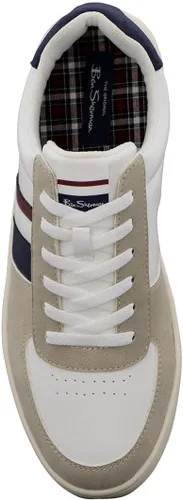 Vista 5 de Ben Sherman Mens Hyde Classic Sneaker Blanco/Beige/Azul Marino/Rojo