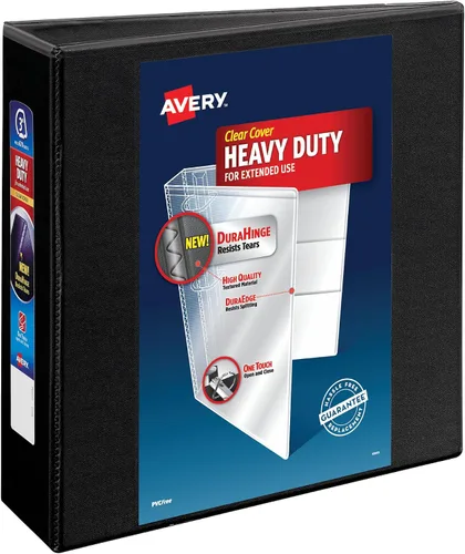 Vista 12 de Avery Heavy Duty View 3 Ring Binder, 1.5" One Touch EZD Ring, Holds 8.5" x 11" Paper, 1 Black Binder (79695)