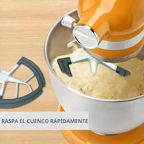Vista 7 de Batidor de borde flexible para KitchenAid de 4.5/5 cuartos de galón con cabezal inclinable, accesorio para batidora KitchenAid, con bordes de Gris