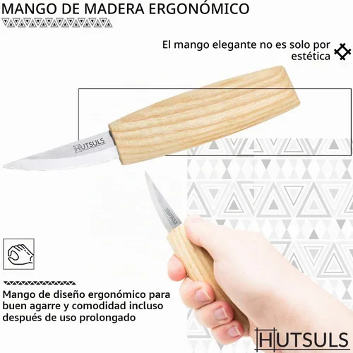 Vista 3 de Hutsuls Cuchillo de corte de madera para principiantes, cuchillo afilado para tallar en caja de regalo bellamente diseñada, herramienta