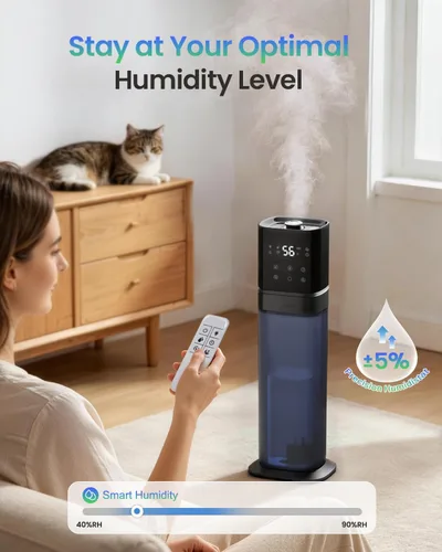 Vista 7 de Humidificador inteligente para habitación grande, humidificadores de 2.1 galón/8 litros para dormitorio con tubo extendido y luz nocturna