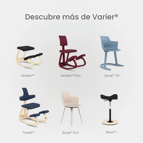 Vista 10 de Varier ThatSit Balans Silla ergonómica ajustable con respaldo, 10 años de garantía limitada, diseñada por Peter Opsvik, color natural/negro