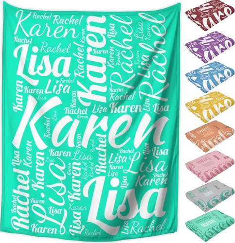 Vista 25 de Manta personalizada con nombre, mantas de franela personalizadas para bebés, niños y adultos con nombre, regalo de Navidad, cumpleaños, día de San
