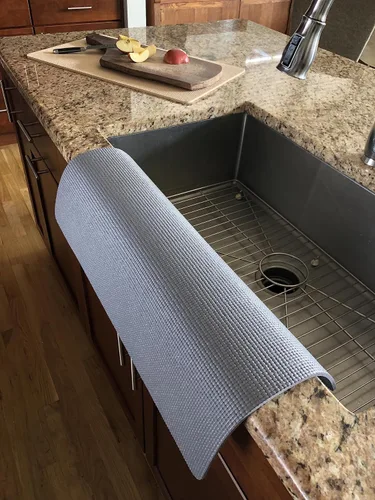 Vista 3 de Protector de bordes para fregadero de cocina de un solo fregadero (13.5" x 23") - Gris