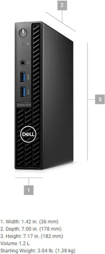 Vista 3 de Dell Optiplex 3000 MFF - Escritorio empresarial Intel Core i5-12500T de 12ª generación, 16 GB de RAM, SSD PCIe de 512 GB, HDMI, Displayport, RJ-45