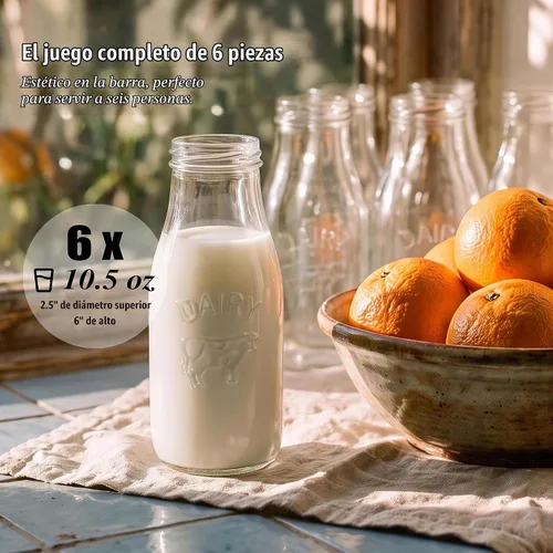 Vista 2 de Circleware Country - Vasos para beber botellas de leche, vaca lechera, 10.5 onzas, paquete de 6